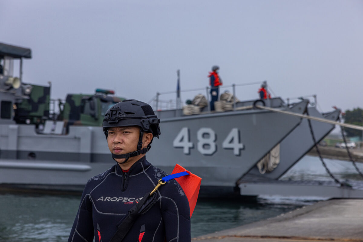 KAOHSIUNG, TAIWAN - JANUARY 12: Taiwan's armed forces hold two days of routine drills to show combat readiness ahead of Lunar New Year holidays at a military base on January 12, 2023 in Kaohsiung, Taiwan. The self-ruled island of Taiwan continues to hold defensive drills, as tensions remain high in the Taiwan straits. (Photo by Annabelle Chih/Getty Images)