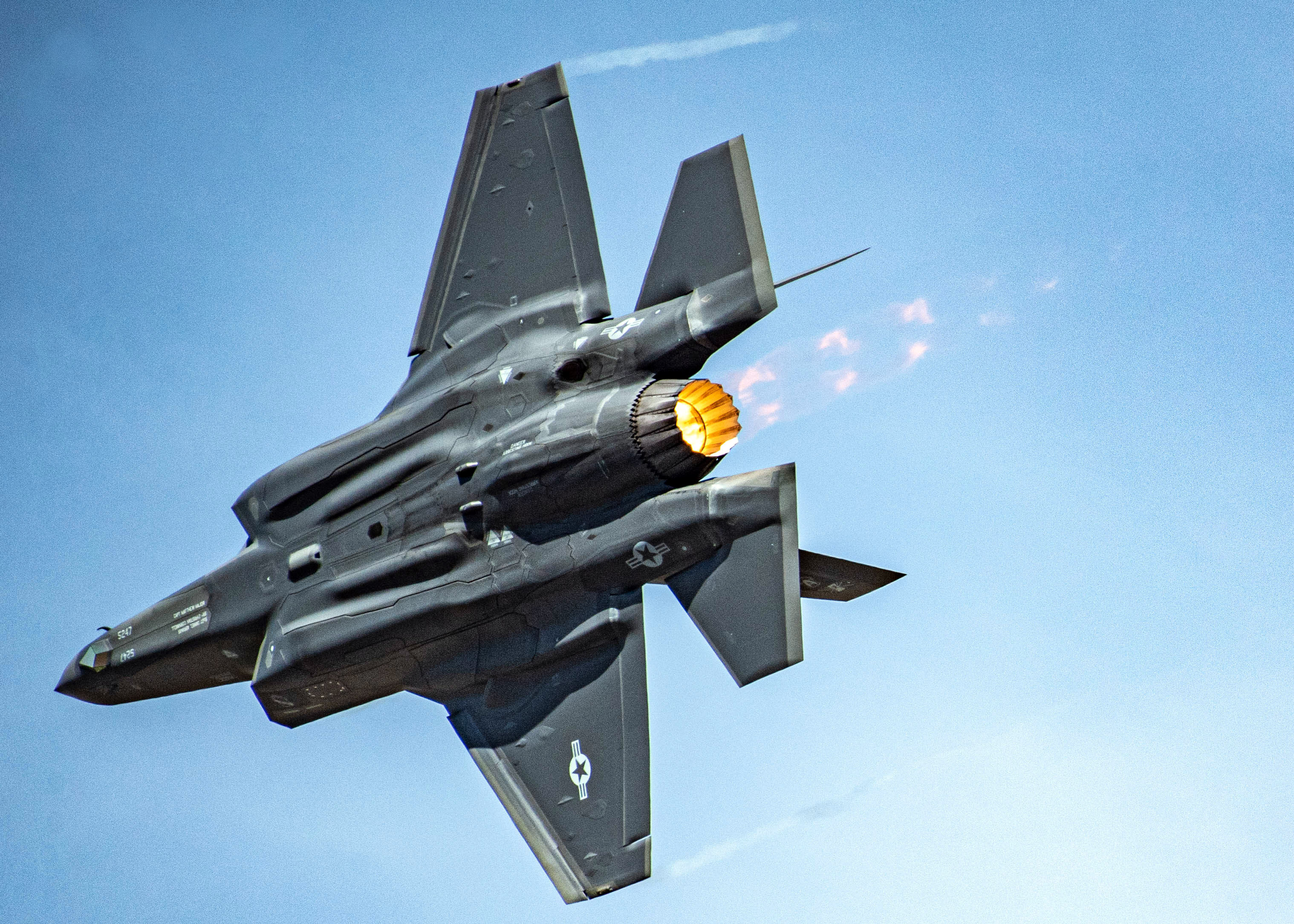 U.S. Air Force Maj. Kristin Wolfe performs a demonstration in the F-35A Lightning II during at the Reno Air Races in Reno, Nevada, September 19, 2021. The F-35 Lightning II Demonstration Team is based out of Hill Air Force Base, Utah. (U.S. Air Force photo by Tech. Sgt. Nicolas Myers)