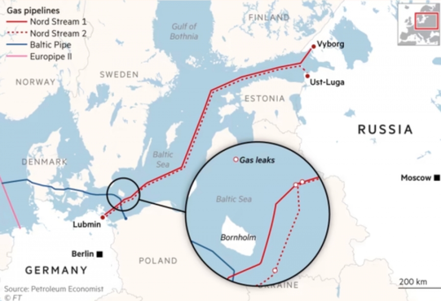 Το σαμποτάζ σε Nord Stream 1 και 2 σημειώθηκε σε ζώνη ελέγχου του ΝΑΤΟ και ΗΠΑ –